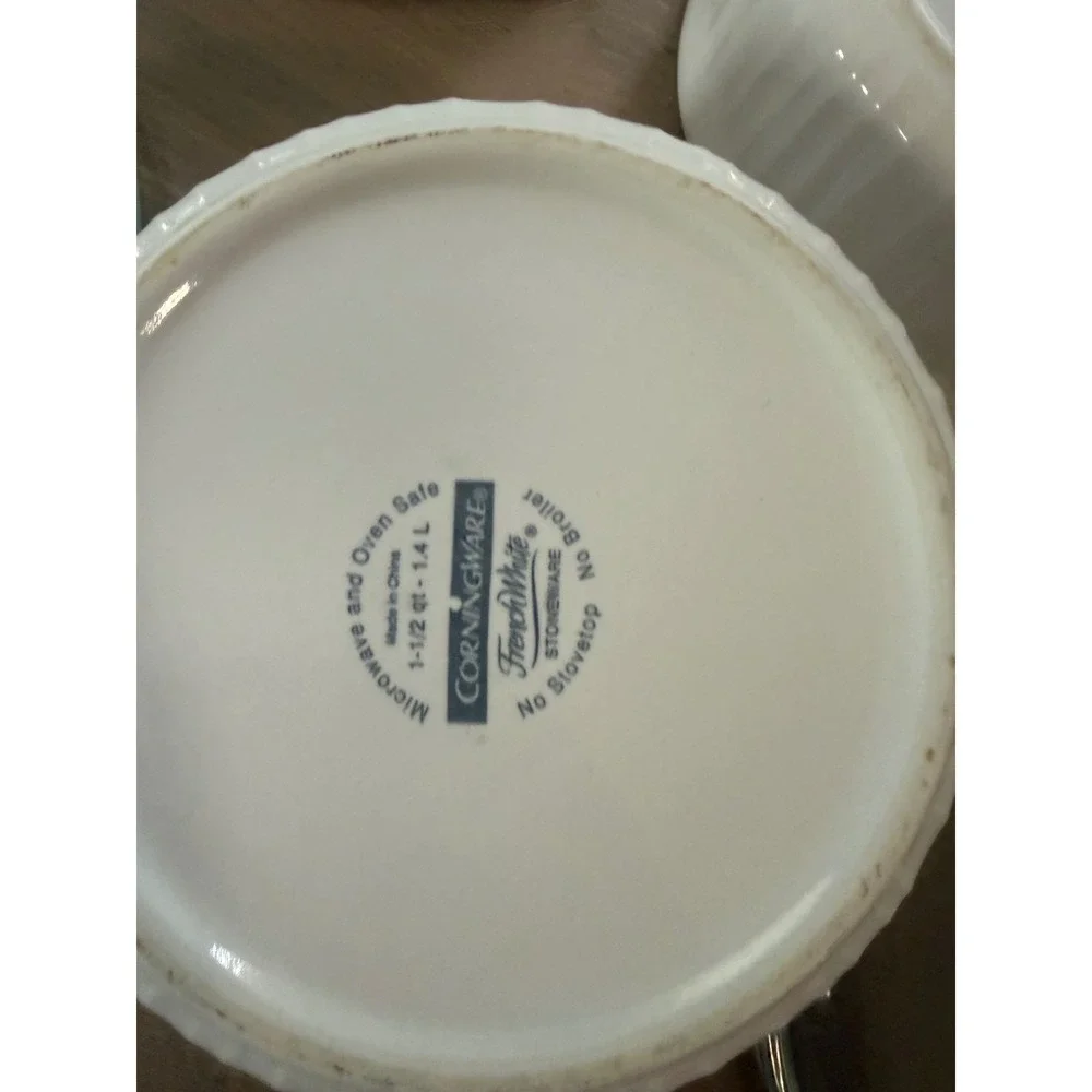 CorningWare French White Casserole Dish Set 3 Piece Stoneware with Glass Lids